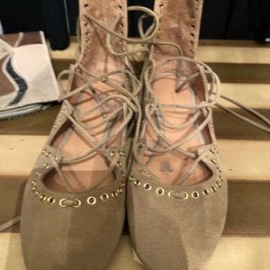 Isabel Marant brown suede lace up flats size 39 or us 9